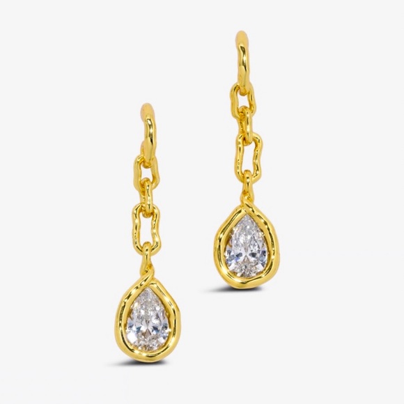 Alexis Bittar Asterales Gold Link Pear Drop Earrings